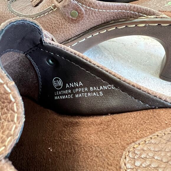 Nicole Brown Leather Loafer Slip On Clog Mules 90s Academia Vintage Tassel 6.5 - Picture 8 of 11